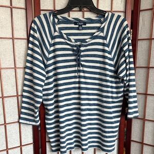 Chaps Blue & White Striped Top, size L
